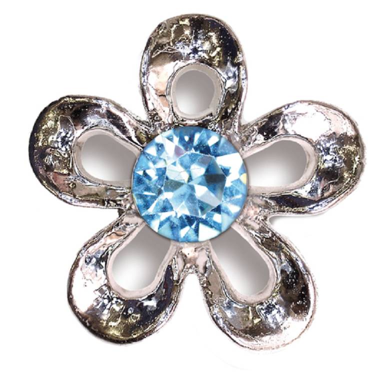 BJT943 METAL FLOWER W/AQUA CRY