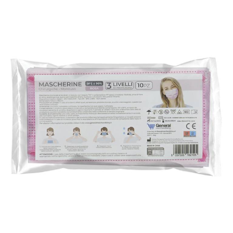 MASCHERINA CHIR IIR ROSA 10PZ